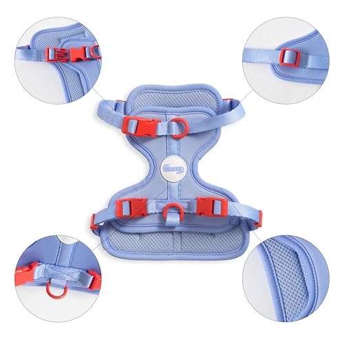 HNS1001E Arlo Small Adjustable Soft Padded No Pull Pet Harness with 3 Buckles and 3 Leash Clips, Sangria - color: Periwinkle, size: Small (Chest: 14 - 22")