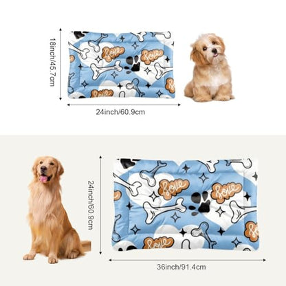 Cozy Cat Bed with Anti- Slip Bottom, Dogs Bone Paw Prints Dog Furniture Chew Proof Crate Pad Outdoor Dog Beds Breathable Bed Mat for Indoor& Outdoor Sofa Cars, Machine Washable 24 × 18 inch - size: 24 × 18 inch