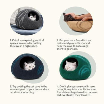 MEOWFIA Premium Felt CAT CAVE Bed, Medium, Slate Grey - color: Slate Grey, size: Medium