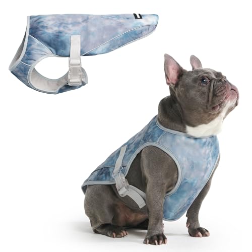 Spark Paws Dog Cooling Vest - SPF 50 UV Sun Protection - Summer Heat Relief Gear for Dogs, Lightweight, Evaporative Cooling - Dog Anxiety Relief Vest During Hot Days - Ice Blue, Large - color: Ice Blue, size: L: 15-25lbs