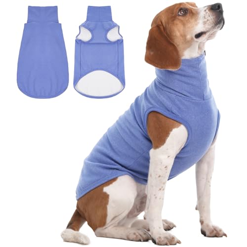 IECOii Dog Fleece Vest Sweater - Stretch Warm Pullover with Turtleneck, Blue,Large, Easy On/Off Winter Dog Sweater for Medium Large Dogs Girl Boy, Winter Fall Jumpsuit with High Neck - color: Blue, size: Large
