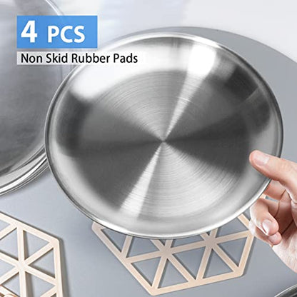 Stainless Steel Cat Dishes for Food and Water Bowls for Small and Medium Pets Relief of Whisker Fatigue -4 Sets Shallow Style - size: 13 ounce,4 sets