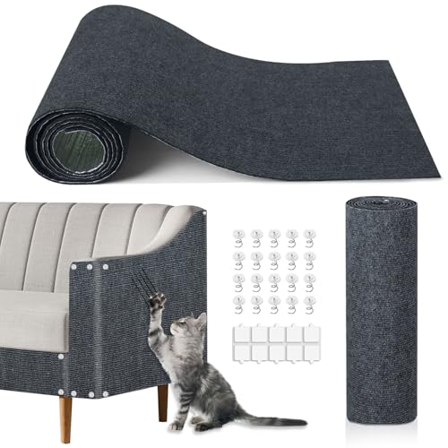 Cat Scratch Mat,118.5"x15.9" Trimmable Self-Adhesive Cats Scratch Carpet,Couch Protector from Cats Claw, Cat Scratch Furniture Protector, Indoor Furniture Protection for Chair, Wall,Sofa(Dark Gray) - color: Dark Gray