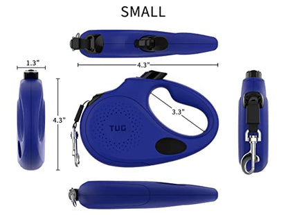 TUG Oval 360° Tangle-Free Retractable Dog Leash with Integrated Waste Bag Dispenser (Small, Blue) - color: Blue, size: Small
