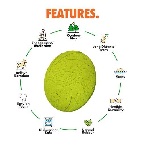 Max Fusion with Nike Grind, Arlee Frisbee Dog Toy, Chew Toy for Play, Fetch, Tug, L - color: Yellow Frisbee, size: Large