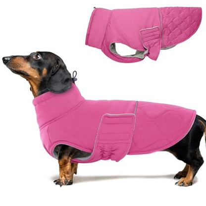 BRKURLEG Dog Winter Jacket, Warm Dog Winter Coats for Small and Medium Large Dogs, Reflective Adjustable Pet Cold Weather Coats, Waterproof Dogs Snow Jacket Clothes Fleece Vest (XS, Rose Red) - color: Rose Red, size: X-Small