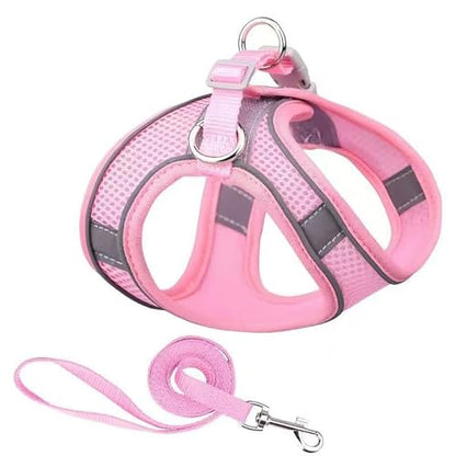 Dog Harness and Leash Set, No Pull Soft Mesh Pet Harness, Reflective Adjustable Puppy Vest for Dogs/Cats - color: Pink, size: Medium
