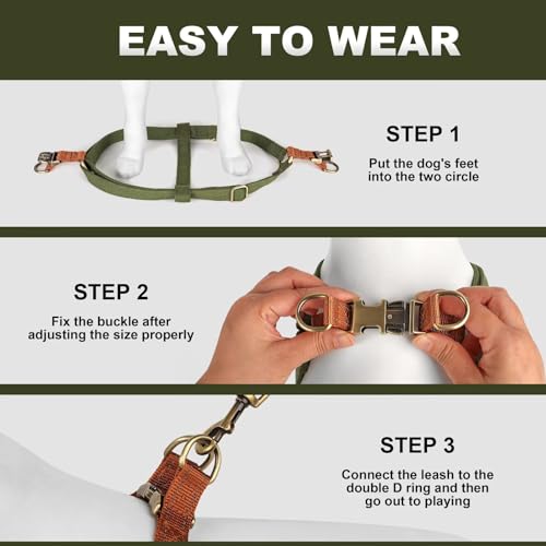 Didog Step in Dog Harness with Metal Buckles, Freedom Nylon Dog Halter Vests for Small Dogs Easy Walking Training(S:Chest 13-22", Green) - color: Green, size: S: Chest 14-22", Fit 7-18 lbs