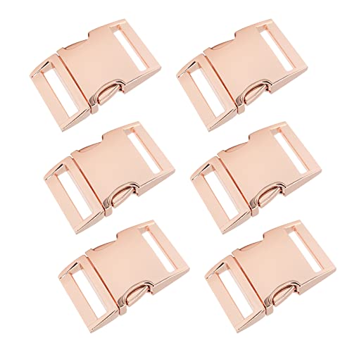 Bytiyar Buckle 6 pcs 5/8 inch(15mm) Quick Side Release Clips Metal Buckles for Straps Webbing Paracord Bracelet Dog Collar Backpack Belt, Rose Gold - color: Rose Gold, size: 5/8 inch