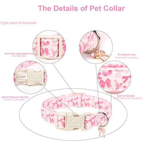 Pink Bow Dog Collar Cute Girl Dog Collars for Puppy Small Dogs - Lightweight Adjustable Girly Spring Female Dogs Everyday Collar with Safety Buckle XS - color: Coquette Bow, size: XS