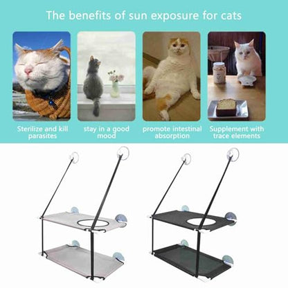 Aramox Double Layer Cat Window Hammock, Sturdy Cat Perch with 6 Suction Cups for Large Cats, Nylon Mesh Bed for Sunbathing, Supports Up to 10KG (Black) - color: #740