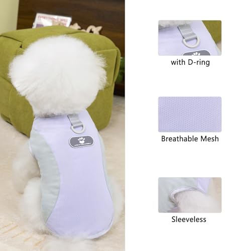 PAIDEFUL Summer Cooling Dog Shirt for Small Dogs Breathable Mesh Pet T-Shirts UV Sun Protection Puppy Vest Soft Lightweight Doggie Tank Top Fashion Chihuahua Tee Clothes Cat Apparel D-Ring,Purple,L - color: purple, size: XL