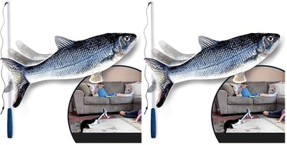 Ontel Flippity Fish Interactive Cat Toy with Catnip & Fishing Pole - Touch Activated, Rechargeable Pet Toy to Help Reduce Stress & Bad Behavior (Pack of 2) - As Seen On TV - size: Pack of 2