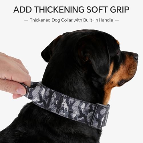 Tactical Dog Collar, Adjustable Military Collar with Handle and Heavy Duty Metal Buckle, Thick Dog Collars for Medium and Large Dogs (Gray Camouflage, L) - color: Gray-Camo, size: L