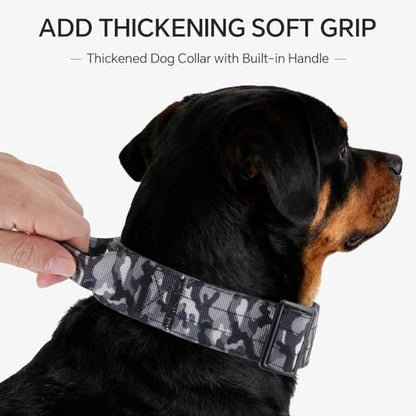 Tactical Dog Collar, Adjustable Military Collar with Handle and Heavy Duty Metal Buckle, Thick Dog Collars for Medium and Large Dogs (Gray Camouflage, M) - color: Gray-Camo, size: M
