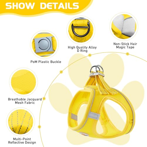 Soft Mesh Dog Harness and Leash Set, No Pull Puppy Harness and Leash Set, Reflective Step in Harness for Small Medium Dogs, Easy Walk Escape Proof Vest Harnesses (Yellow, L) - color: Yellow, size: L