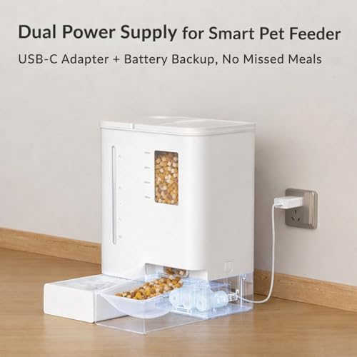 Wi-Fi Automatic Pet Feeder and Waterer for Cats&Dogs, 2-in-1 Set 5L Large Capacity for 2 Weeks, Intuitive App Operation, 2 Way Power Supply, Detachable for Cleaning