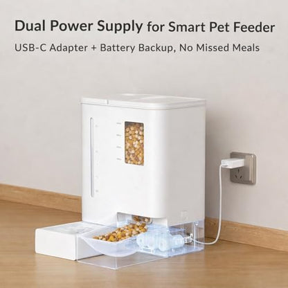 Wi-Fi Automatic Pet Feeder and Waterer for Cats&Dogs, 2-in-1 Set 5L Large Capacity for 2 Weeks, Intuitive App Operation, 2 Way Power Supply, Detachable for Cleaning