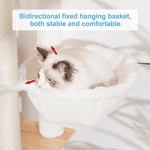 Hey-brother Wooden Cat Tree, 66.1“ Cat Furniture with Scratching Posts, Modern Cat Tower with hammocks, Toys, cat condo, Walnut MPJ120WB - color: Walnut