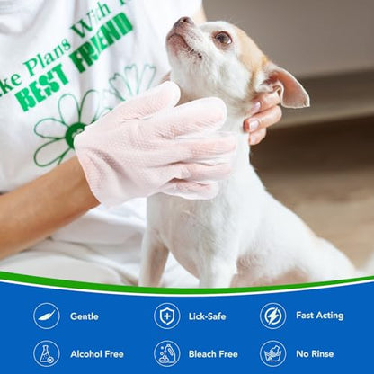 VOISEN 48 Pcs Pet Glove Wipes for Dogs and Cats, Cleaning & Deodorizing Bathing Grooming Wipes,Unscented Thick Nourish Fur Glove Wipes for Pet Dry Cleaning,Daily Care and Travel - size: 48 Pack