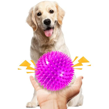 2 Pack 4.5” Squeaky Dog Balls for Large and Medium Dogs, Spiky Dog Toy Balls for Aggressive Chewers - color: Large Set of 2