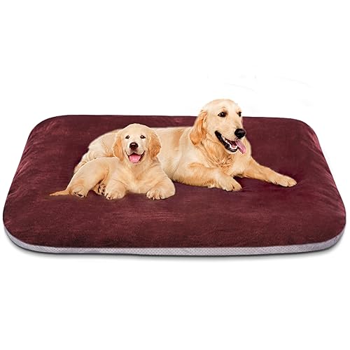 Super Soft Extra Large Dog Bed, 47 Inches Jumbo Orthopedic Foam Pet Beds with Anti Slip Bottom, Dog Sleeping Mattress with Removable and Washable Cover, Burgundy XL,47'' X 39'' X 3.7'' - color: Burgundy, size: 47.0"L x 39.0"W x 5.0"Th
