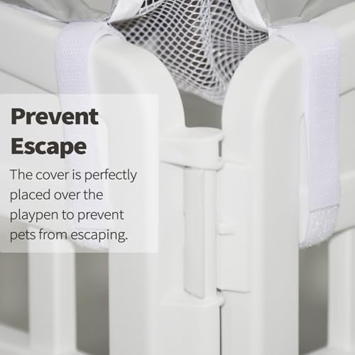PJYuCien Dog Playpen Mesh Top Cover, Fits 36 Inch 4 Panels Regular Square Plastic Exercise Pet Pen, Adhesive Tape Connections, Grey paw(Note: Cover Only, Fence Not Included) - style: Grey Paw Cover, 36"Width, Grey Paw ( Adhesive Tape Connections )