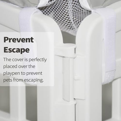 PJYuCien Dog Playpen Mesh Top Cover, Fits 36 Inch 4 Panels Regular Square Plastic Exercise Pet Pen, Adhesive Tape Connections, Grey paw(Note: Cover Only, Fence Not Included) - style: Grey Paw Cover, 36"Width, Grey Paw ( Adhesive Tape Connections )