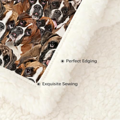 BlessLiving Boxer Blankets Super Soft Fuzzy Dogs Blanket for Kids Adults Cute Puppy Fleece Blanket Reversible Animal Brown Sherpa Throw Thick Lightweight Cozy Plush Blankets (White Boxer,Twin,60"x80") - color: Boxer Dog, size: Twin, 60 x 80 Inches