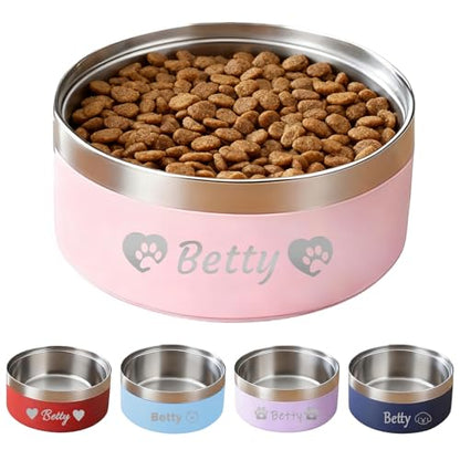 Personalized Dog Bowls with Name, Engraved Stainless Steel No Slip Food Water Bowl for Dogs Cats,Custom 25oz/35oz/53oz Bowl for Small/Medium/Large Pets