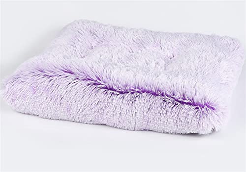 Long Plush Calming Pet Bed Cuddler Pet Bed for Dogs and Cats Fluffy Faux Fur Dog Bed with Anti Slip Bottom Machine Washable Pet Sleep Bed Crate Mat Gradient Purple M - color: Gradient Purple, size: M(25"x19"x4")