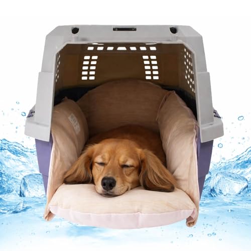 Helen's Pet Bed Cooling Dog Crate Bed, Reversible Washable Crate Mat for Small Dogs, Summer Cooling Dog Bed, Multi-Fit Cushion for Crate Carrier Stroller, Caramel, S(Label: M JP Size) - color: Caramel (Cooling), size: Small