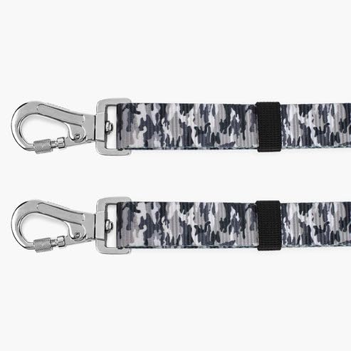 Dog Friendly Co. Leash Splitter | Walk Two Dogs | Complete Control - 360° Swivel, Tangle Free, Adjustable Length, Reflective Webbing, Heavy Duty Clips (Grey Camo) - color: Grey Camo