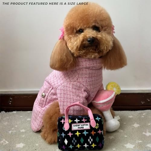 Haute Diggity Dog Chewy Vuiton Handbag Plush Squeaky Dog Toy, Soft Durable Designer-Inspired Stuffed Puppy Chew Toys for Small & Medium Dogs, Machine-Washable (Black Monogram) Large - color: Black Purse, size: Large