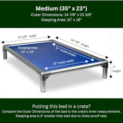 Kuranda Chewproof Elevated Dog Bed - Silver Aluminum - 35" x 23" - Heavy Duty Vinyl - Royal Blue - color: Royal, size: Medium