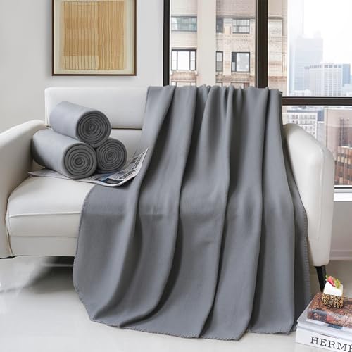 ZYFZCYBL Fleece Throw Blankets Lightweight Warm Soft Cozy Pet-Friendly Bulk Fleece Throw Blanket Solid for Home Bed, Sofa，Office,Gifts, Couch (Pack of 6-50 x 60 inch，Grey) - color: Grey