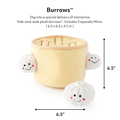 ZippyPaws Burrow- Interactive Dog & Puppy Toys for Boredom, Stimulating Pet Products to Keep Them Busy, Hide & Seek Plush Dog Puzzles, Enrichment Squeaky Toy, for Small & Medium Dogs- Soup Dumplings - style: Soup Dumplings