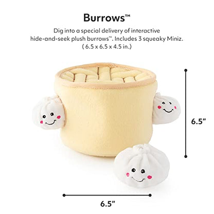 ZippyPaws Burrow- Interactive Dog & Puppy Toys for Boredom, Stimulating Pet Products to Keep Them Busy, Hide & Seek Plush Dog Puzzles, Enrichment Squeaky Toy, for Small & Medium Dogs- Soup Dumplings - style: Soup Dumplings