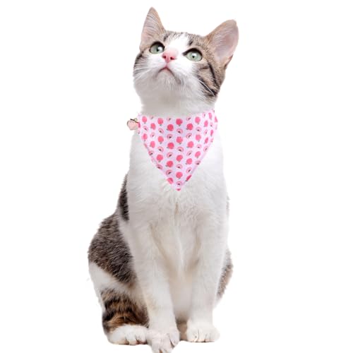 Cat Collar Breakaway with Cute Bow Tie Bandana and Bell Fruits Accessories for Kitty Adjustable Safety - color: juicy peach