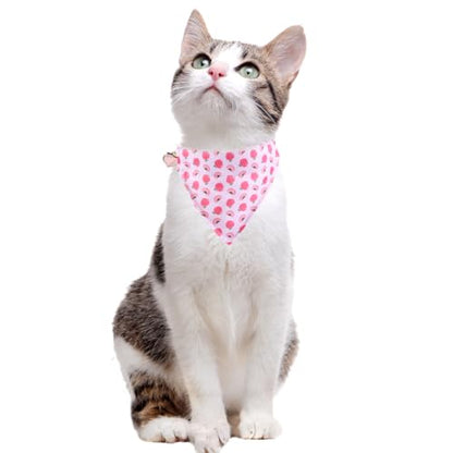 Cat Collar Breakaway with Cute Bow Tie Bandana and Bell Fruits Accessories for Kitty Adjustable Safety - color: juicy peach