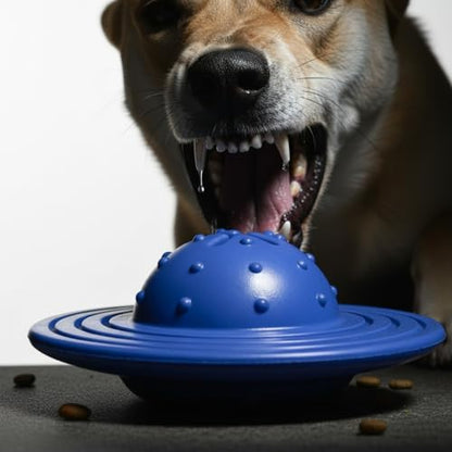 Fuzzl Eco Rubber Chuck & Treat Sky Saucer - Blue - Long Lasting Dog Chew Toys for Aggressive Chewers Strong Dog Toy for Dogs Durable Puppy Toys - style: UFO Blue
