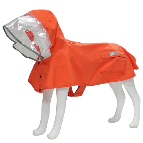 Dog Raincoat,Waterproof Rain Poncho with Hoodie, High Reflective Adjustable Pet Rain Jacket with Leash Hole for Small Medium and Large Dogs (Orange, X-Small: 4-9lbs) - color: Orange, size: X-Small: 4-9lbs