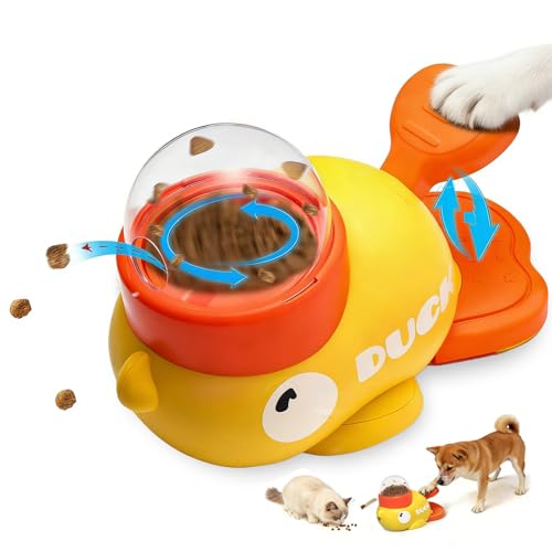 Duck Shape Dog Treat Dispenser - Interactive Dog Toys for Mental Stimulation, Slow Feeder Puzzle Toy for Small Medium Dogs & Cats, IQ Training Food Dispenser to Reduce Bloating & Boredom (Yellow) - color: yellow