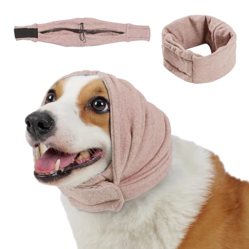 Dog Calming Hoodie, No Shake Ear Wraps for Dogs, Adjustable Dog Ear Muffs for Noise Protection, Ear Wrap Head Cover for Anxiety Relief & Hematoma (Dusty Rose, S(Head Circle:9.8"-14.9")) - color: Dusty Rose, size: S(Head Circle:9.8"-14.9")