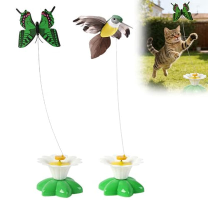 Interactive Cat Toy for Indoor Cats, Automatic Flying Feather Wand with Suction Cup Base, USB Rechargeable Pet Toys to Keep Them Busy (2PC) - color: 2PC