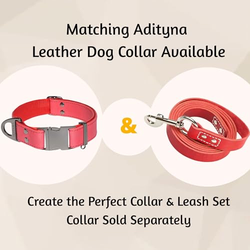 ADITYNA Heavy Duty Leather Dog Leash 6 ft x 1" - Strong, Soft Training Lead for Large & Extra Large Breeds (Red, XL - 6 ft x 1 inch) - color: Red, size: XL - 6 ft x 1 inch