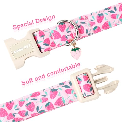 ARING PET Strawberry Dog Collar, Cute Spring Summer Pink Puppy Pet Collars for Small Medium Large Female Girl Dogs-XS - color: Strawberry Pink, size: X-Small