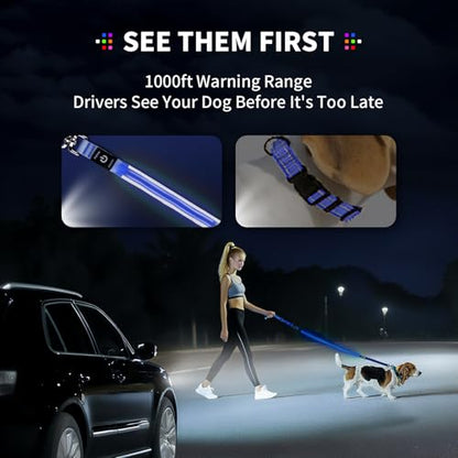Night Walking LED Dog Leash - 6FT Reflective & Waterproof Light Up Safety Leashes for Dogs - USB Rechargeable, Blue - color: Blue(Fiber optic version)
