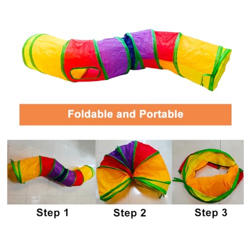 Cat Tunnel Tube Toys，Tunnels for Indoor Cats, Collapsible Interactive Toy with Balls for Rabbits, Kittens, Ferrets, Puppy (S - 2 Way Yellow Green) - color: S - 2 Way Yellow Green