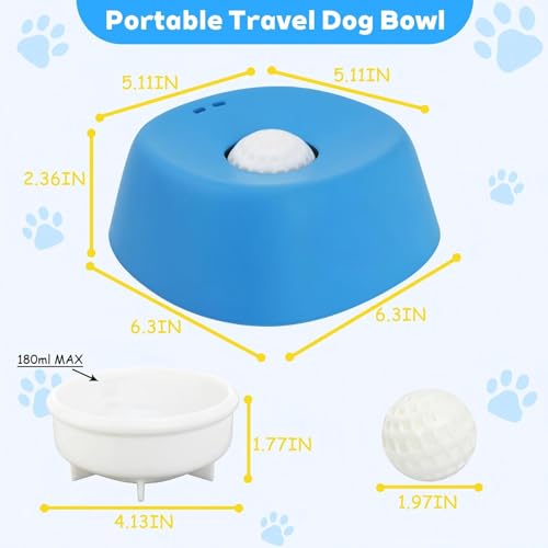 Slow Feeder Dog Bowls for Liquid Treat，Lick Sphere Bowl with Rolling Balls for Bone Broth & Yogurt, Non-Slip Interactive Slow Eating Toy, Small Medium Large Breeds (Blue-1PC) - color: Blue-1PC
